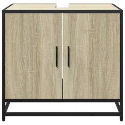 Berkfield Home Bathroom Sink Cabinet Sonoma Oak 65x33x60 cm Engineered Wood in Tan - Size: 65 x 33 x 60 cm - thumbnail 5