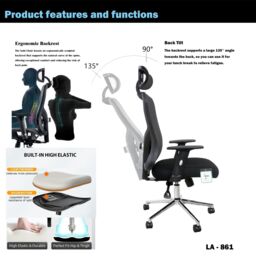 JFY Ergonomic Reclining Office Chair with Breathable Mesh Design in Black - thumbnail 6