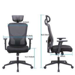 JFY Ergonomic Reclining Office Chair with Breathable Mesh Design in Black - thumbnail 9