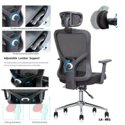JFY Ergonomic Reclining Office Chair with Breathable Mesh Design in Black - thumbnail 3