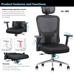JFY Ergonomic Reclining Office Chair with Breathable Mesh Design in Black - thumbnail 4