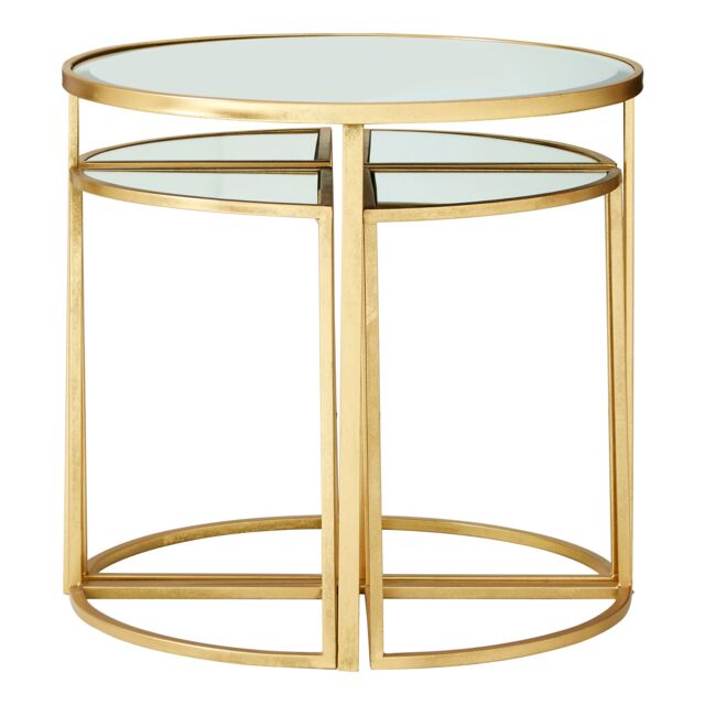 Orsina Industrial Design Set Of 5 Tables, Versatile Table For Bedroom, Everyday Use Lounge Table For Livingroom in Gold - image 1