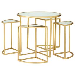 Orsina Industrial Design Set Of 5 Tables, Versatile Table For Bedroom, Everyday Use Lounge Table For Livingroom in Gold - thumbnail 2