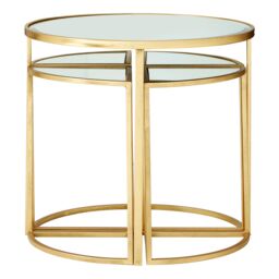 Orsina Industrial Design Set Of 5 Tables, Versatile Table For Bedroom, Everyday Use Lounge Table For Livingroom in Gold - thumbnail 1