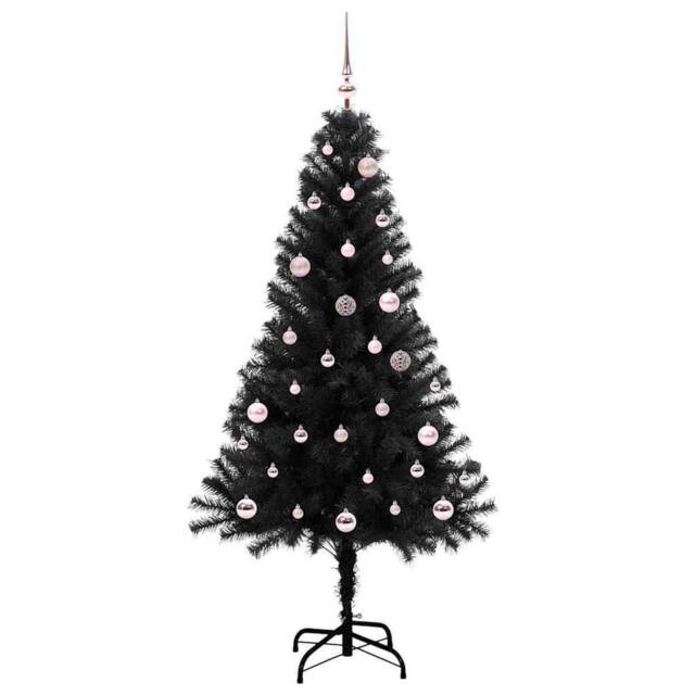 Berkfield Home Lush Christmas Tree with 150 LEDs with Stand Black 150 cm PVC - image 1