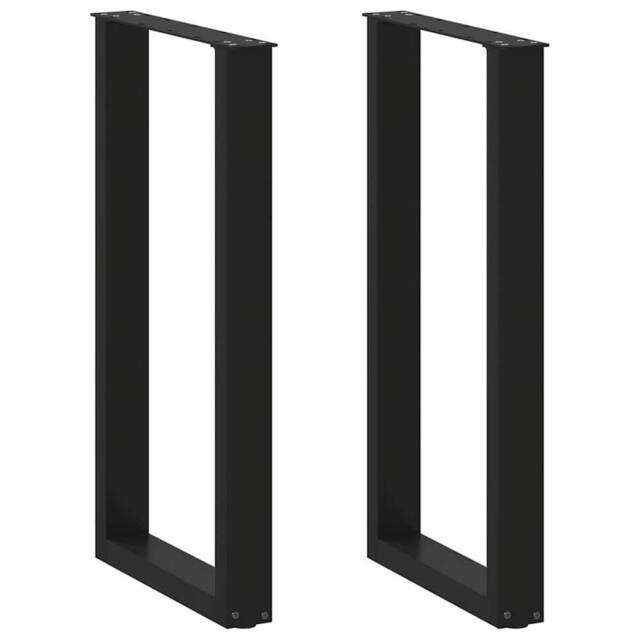 Berkfield Home Coffee Table Legs U-Shaped 2 pcs Black 40x(90-91) cm Steel - image 1