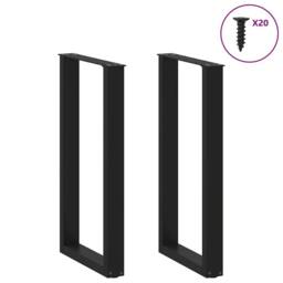 Berkfield Home Coffee Table Legs U-Shaped 2 pcs Black 40x(90-91) cm Steel - thumbnail 3