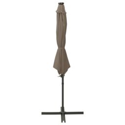 Berkfield Home Cantilever Umbrella with Pole & LED Lights Taupe 300 cm in Beige - thumbnail 2
