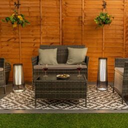 ValueLights Black Rattan Small Solar Garden Outdoor Floor Lamp - thumbnail 3
