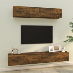 Berkfield Home 4 Piece TV Cabinet Set Smoked Oak Engineered Wood in Brown - thumbnail 1