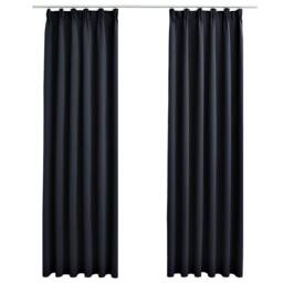 Berkfield Home Elegant Blackout Curtains with Hooks 2 pcs Anthracite 140x175 cm in Dark Grey - thumbnail 3