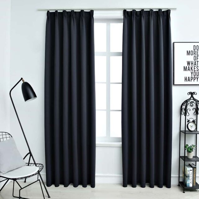 Berkfield Home Blackout Curtains with Hooks 2 pcs Anthracite 140x245 cm - image 1