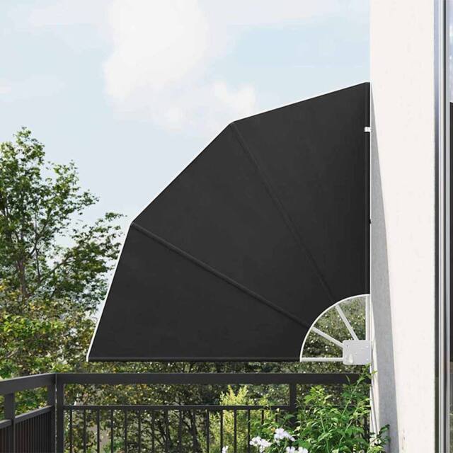 Berkfield Home Balcony Privacy Screen Folding Manual Anthracite 115 x 115 cm Fabric in Black - image 1