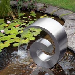 Primrose Curve Stainless Steel Cascading Water Feature Reservoir 66cm in Metallic Silver - thumbnail 1
