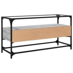Berkfield Home TV Cabinet with Glass Top Grey Sonoma 98x35x51 cm Engineered Wood - Size: 98 x 35 x 51 cm - thumbnail 6