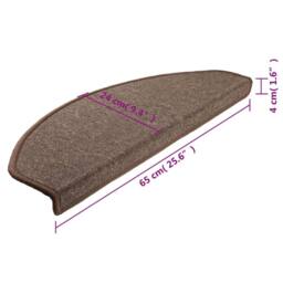 Berkfield Home Carpet Stair Treads 15 pcs Coffee Brown 65x24x4 cm - Size: Medium - thumbnail 9