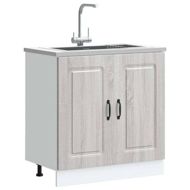 Berkfield Home Sink Base Cabinet Kalmar Grey Sonoma 80x46x81.5 cm Engineered Wood - image 1