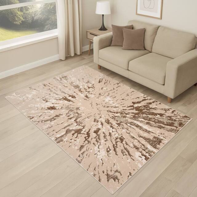 Smart Living Luxury Soft Modern Shimmer Sunset Rug for Living & Bedroom in Beige - Size: 160 cm x 230 cm - image 1