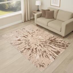 Smart Living Luxury Soft Modern Shimmer Sunset Rug for Living & Bedroom in Beige - Size: 160 cm x 230 cm - thumbnail 1