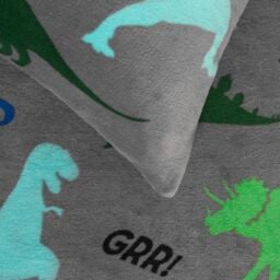 OHS Dino Fleece Duvet Cover Set Grey Bedding Quilt Warm Thermal Soft - Size: Junior - thumbnail 4