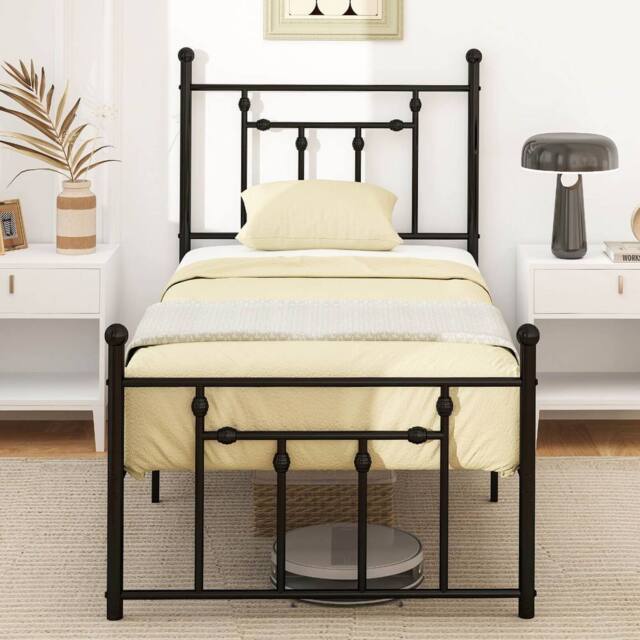 Costway Single Size Metal Bed Frame Metal Slats Supported Platform Bed in Black - image 1