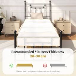 Costway Single Size Metal Bed Frame Metal Slats Supported Platform Bed in Black - thumbnail 9