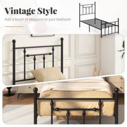 Costway Single Size Metal Bed Frame Metal Slats Supported Platform Bed in Black - thumbnail 7