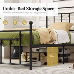 Costway Single Size Metal Bed Frame Metal Slats Supported Platform Bed in Black - thumbnail 6