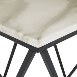 Wyld and Coco 50 x 50 cm Side End Table Beige Marble-Look Top with Black Metal Frame - thumbnail 5