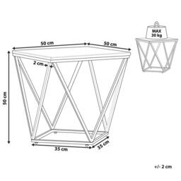 Wyld and Coco 50 x 50 cm Side End Table Beige Marble-Look Top with Black Metal Frame - thumbnail 4