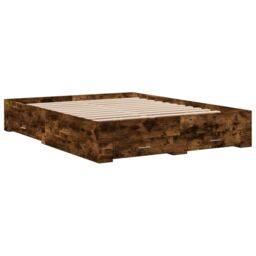 Berkfield Home Bed Frame with Drawers without Mattress Smoked Oak 150x200 cm King Size in Brown - thumbnail 3