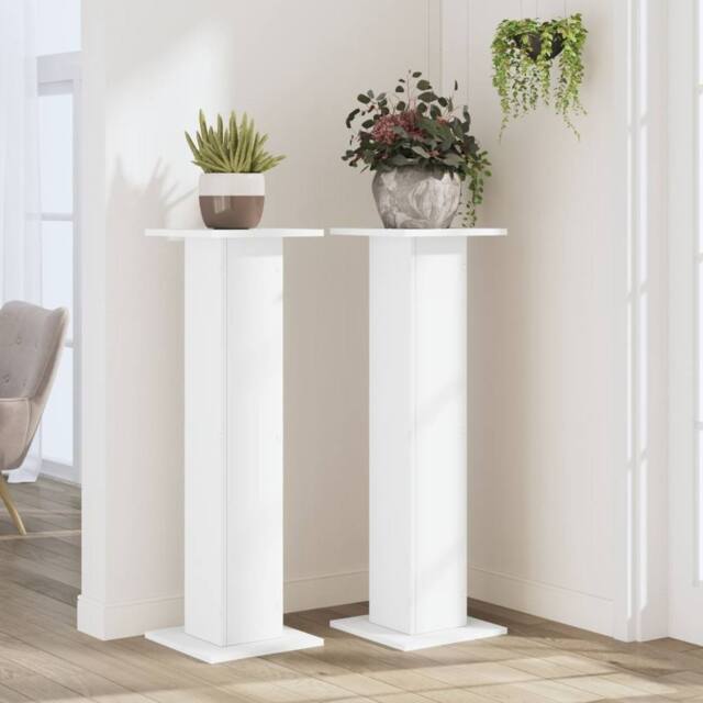 Berkfield Home Plant Stands 2 pcs White 30x30x95 cm Engineered Wood - Size: 30 x 30 x 95 cm - image 1