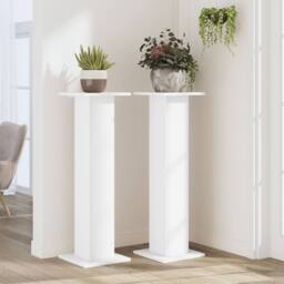 Berkfield Home Plant Stands 2 pcs White 30x30x95 cm Engineered Wood - Size: 30 x 30 x 95 cm - thumbnail 1