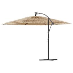 Berkfield Home Garden Parasol with with LEDs & Steel Pole Brown 290x290x238 cm - Size: 290 x 290 x 238 cm - thumbnail 6