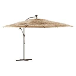 Berkfield Home Garden Parasol with with LEDs & Steel Pole Brown 290x290x238 cm - Size: 290 x 290 x 238 cm - thumbnail 2