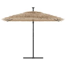 Berkfield Home Garden Parasol with with LEDs & Steel Pole Brown 290x290x238 cm - Size: 290 x 290 x 238 cm - thumbnail 4