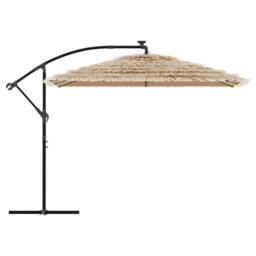 Berkfield Home Garden Parasol with with LEDs & Steel Pole Brown 290x290x238 cm - Size: 290 x 290 x 238 cm - thumbnail 5