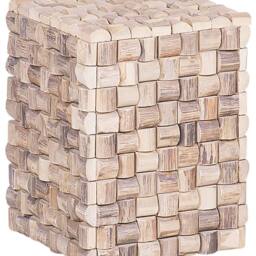 Wyld and Coco Teak Mosaic Bedside Table 32 x 32 cm Light Brown - thumbnail 2