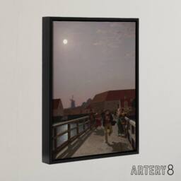 "Artery8 CW Eckersberg Langebro Copenhagen in Moonlight Framed Canvas Art Print - Size: W12"" x H16""" - thumbnail 2