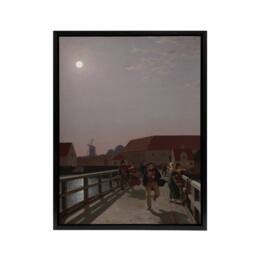 "Artery8 CW Eckersberg Langebro Copenhagen in Moonlight Framed Canvas Art Print - Size: W12"" x H16""" - thumbnail 1