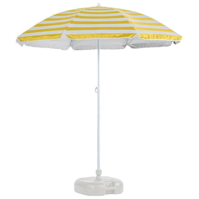 Harbour Housewares Metal Beach Parasol with White Base 1.8m in Yellow - image 1
