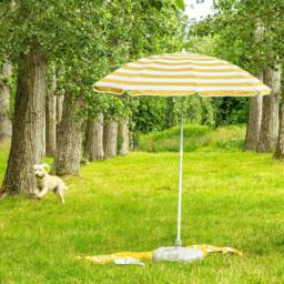 Harbour Housewares Metal Beach Parasol with White Base 1.8m in Yellow - thumbnail 6