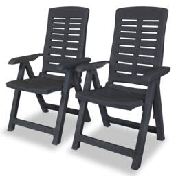 Berkfield Home Reclining Garden Chairs 2 pcs Plastic Anthracite in Black - thumbnail 2