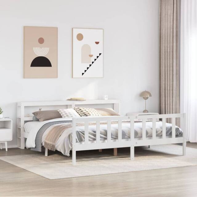 Berkfield Home Bed Frame without Mattress White 180x200 cm Super King Solid Wood Pine - image 1