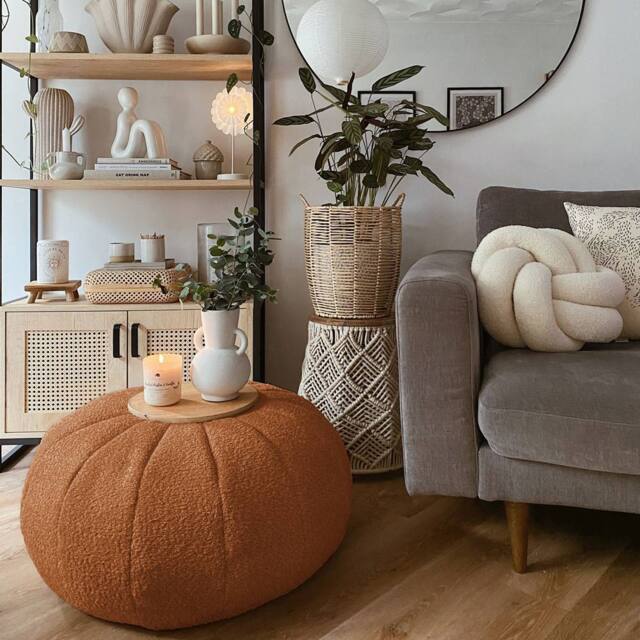 rucomfy Beanbags rucomfy Indoor Snug Pouffe - Comfortable Bean Bag Footstool in Burnt Orange - image 1