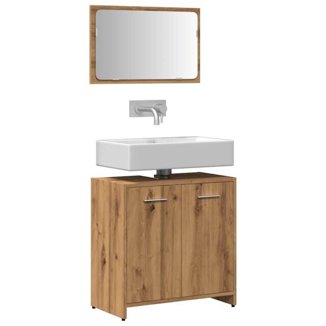 Berkfield Home Bathroom Cabinet with Mirror Artisan Oak Engineered Wood in Brown - image 1