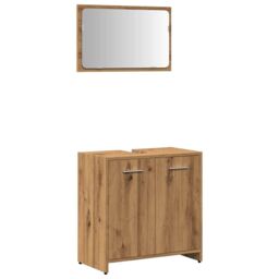 Berkfield Home Bathroom Cabinet with Mirror Artisan Oak Engineered Wood in Brown - thumbnail 2