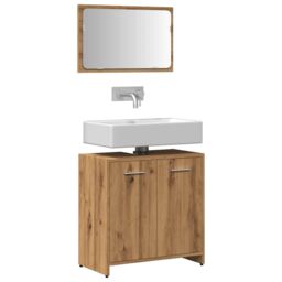 Berkfield Home Bathroom Cabinet with Mirror Artisan Oak Engineered Wood in Brown