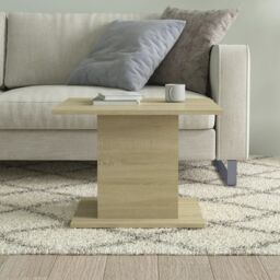 Berkfield Home Coffee Table Sonoma Oak 55.5x55.5x40 cm Engineered Wood in Beige - thumbnail 4