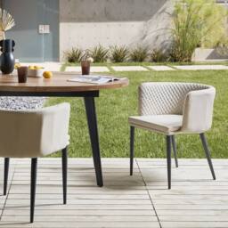 Wyld and Coco Outdoor Living Set 2 Beige Armchairs Olefin Upholstery Powder Coat - thumbnail 1